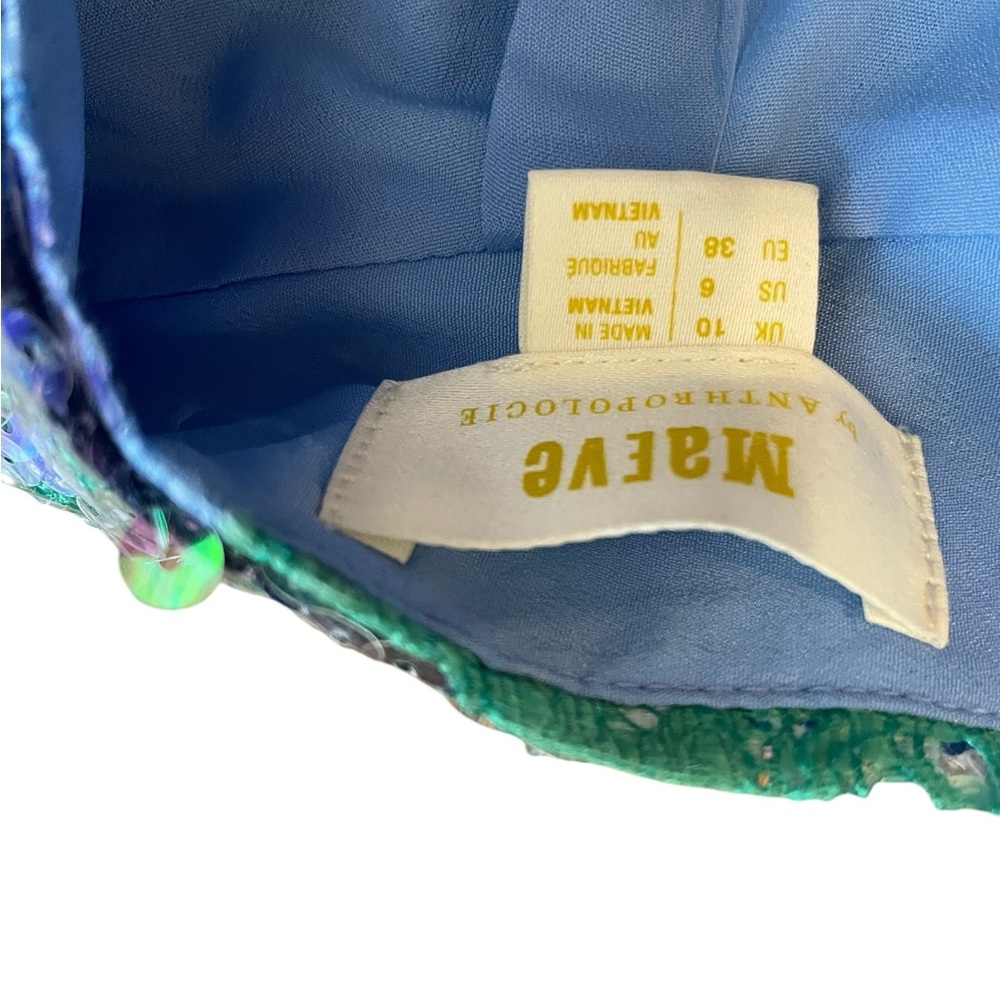 Anthropologie Maeve Sequin Plaid Palette Blue Skirt NWT - Picture 10 of 15